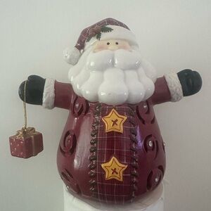 Candle Holder Ceramic Santa Christmas Decor